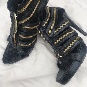 Black zipper heels